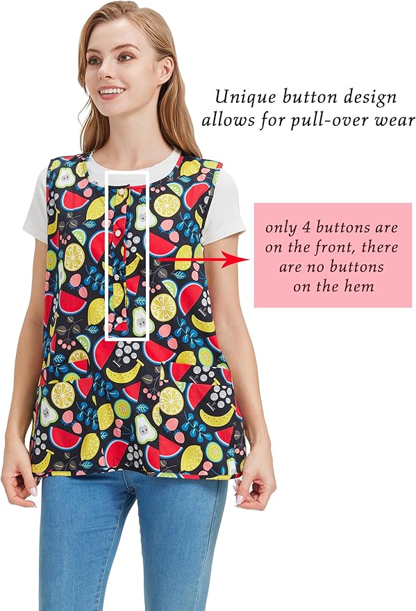 Nanxson Cobbler Apron for Women with 2 Patch Pockets Cotton Printed Vintage Apron with Buttons for Work Chef Kitchen Home