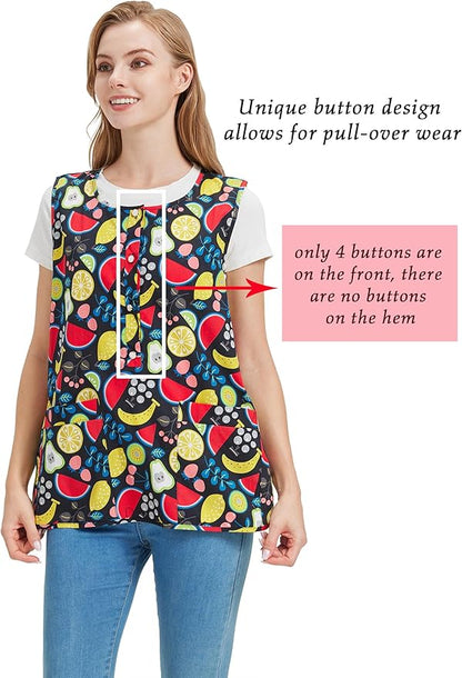 Nanxson Cobbler Apron for Women with 2 Patch Pockets Cotton Printed Vintage Apron with Buttons for Work Chef Kitchen Home