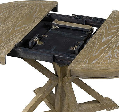 Ball & Cast Farmhouse Extendable Dining Table for 4-6, 42"-54" Extendable Kitchen-Table with a 12" Leaf, Round Ellipse Retro Wood Dining Room-Table w/Removable Leaves,Space Saving, Natural