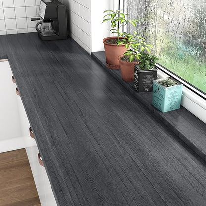 WESTICK Peel and Stick Wood Contact Paper for Countertops Waterproof Black Wooden Renter Friendly Wallpaper Removable Wood Grain Vinyl Wrap Contact Paper for Cabinets Table Desk Walls DIY 24" x 118"
