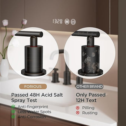FORIOUS Oil Rubbed Bronze Bathroom Sink Faucets 3 Hole, 8 Inch Widespread Bathroom Faucet with Pop Up Drain and cUPC Supply Lines, for Vanity Restroom RV Lavatory