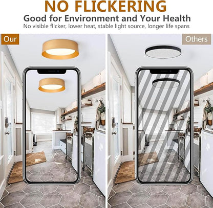 Bargeni Flush Mount Ceiling Light, 16.5 inch LED Ceiling Light Fixture, Polished Gold Finish, Dimmable/3000K/18W, Outdoor Flush Mount Lighting Fixture