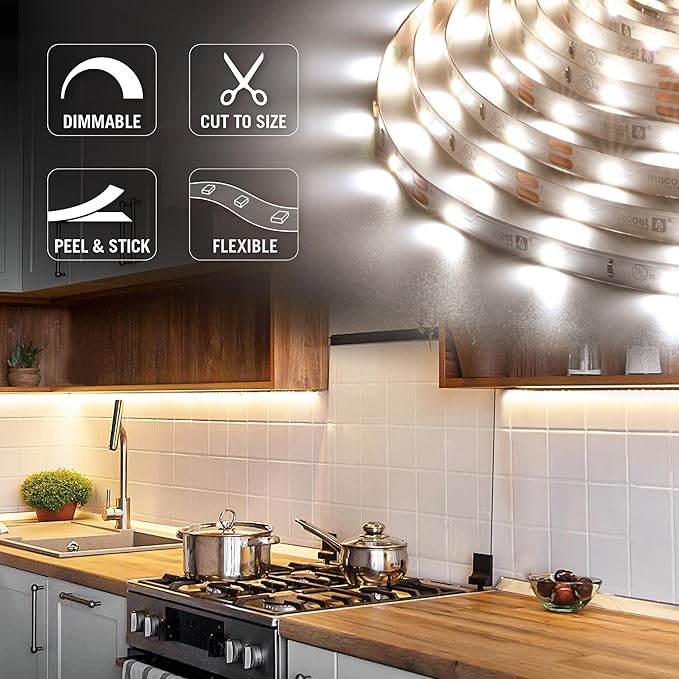 Armacost Lighting RibbonFlex Pro 12V White LED Strip Lights 30 LED/m, 5000K, 16.4 ft 161230