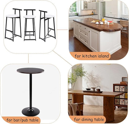 3-Piece Counter Height Bar Stool Set - Armless Back Stools for Kitchen Island (White + MDF + Modern)