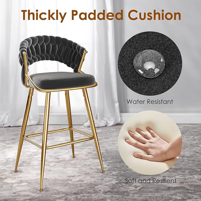 Modern Dining Chair with Ergonomic Design & Plush Upholstered Seat for Kitchen Island, Bar, Dining Room & Living Room Sets - Sturdy Stable & Easy Assembly,Black-Metal-Setof2