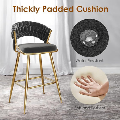 Modern Dining Chair with Ergonomic Design & Plush Upholstered Seat for Kitchen Island, Bar, Dining Room & Living Room Sets - Sturdy Stable & Easy Assembly,Black-Metal-Setof2