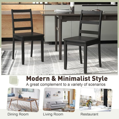 ERGOMASTER Wooden Dining Chairs Set of 4, Farmhouse Armless Wood Kitchen Chair with Back, Restaurant Side Chairs for Study, Dining Room, Black
