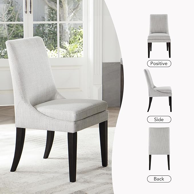 KISLOT Upholstered Dining Chairs Modern Sidechair Performance Fabric High Back Armlesschair for Diningroom Kitchen,Light Grey,Set of 4(2 Box)