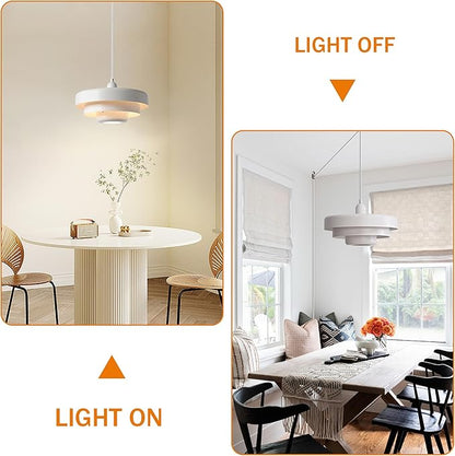 Hanging Lamp Plug in White Pendant Light Fixtures Mid Century Modern Pendant Lamp Nordic Style Pendant Lighting Metal Shade for Living Room Dining Room Bedroom Kitchen Island