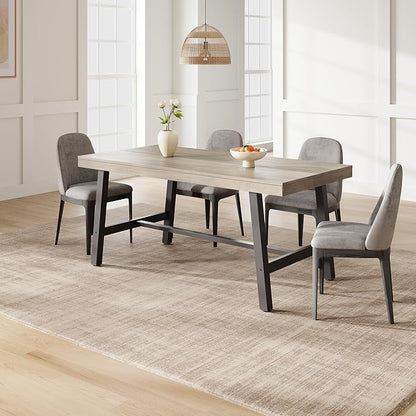 GarveeHome 63 Inch Apartment Kitchen Table for 4-6 People, Industrial Rectangular Table for Dining Room, Heavy Duty Metal Frame, Rustic Grey, Multipurpose Work Table