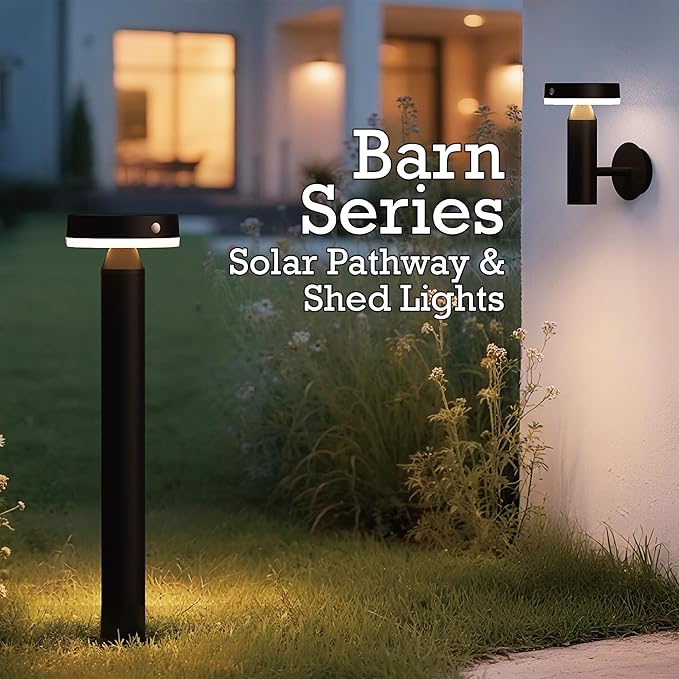 Round Solar Wall Lights - Solar Powered Wall Lamps - LED Lights - PIR Sensor & Two Lighting Modes - Rechargeable Battery - 3000K, 1.3W Solar Panel & 3.7V - IP44 Weather Resistant - 2 Pack