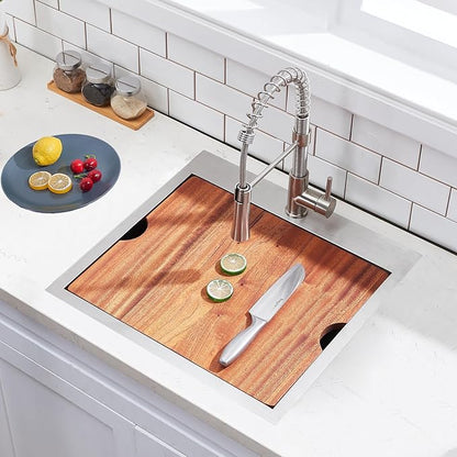 VCCUCINE Bar Sink Drop in, 21x20 Inch Topmount RV Small Kitchen Sink, 16 Gauge Overmount Stainless Steel Laundry Wet Bar Sink, Top Mount Outdoor Single Bowl,Brushed Nickel Prep Sink with Accessories