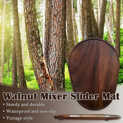 Walnut Wood Mixer Slider Mat for KitchenAid 5-8 qt Stand Mixer Scratch-Resistant Sliding Tray