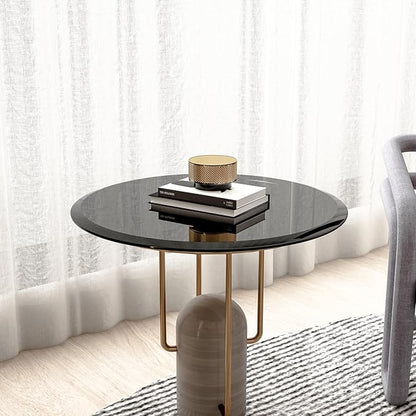 Tempered Glass Table Top Round Black Table Surface 3/8'' Thick Beveled Edge Multipurpose for Dining, Coffee, Restaurant and End Table (3/8" Thick - Beveled Edge, 24 inch-Black)