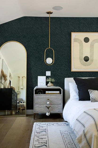 Safiyya Wallpaper Blackish Green Silk Peel and Stick Wallpaper Textured Green Contact Paper Removable Solid Color Self Adhesive Wall Paper Vinyl Rolls 118"x 17.3"