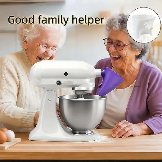 Flour Funnel for KitchenAid Mixer 5 Qt, Anti-Splash Attachment for Tilt-Head Stand Mixer 4.5 & 5 Quart (KSM150), Dishwasher Safe No-Mess Baking Tool, Easy Pour Accessory (Red)