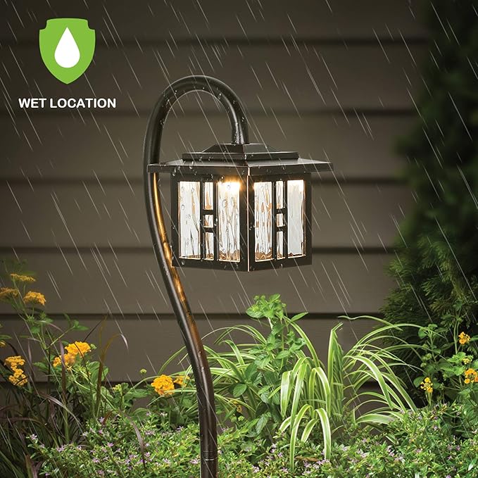 hykolity Low Voltage Outdoor Integrated LED Landscape Lighting, 3W 185LM 12V-15V Oil-Rubbed Bronze Pathway Light for Yard Lawn, Die-Cast Aluminum Construction, 4-Pack, ETL Listed