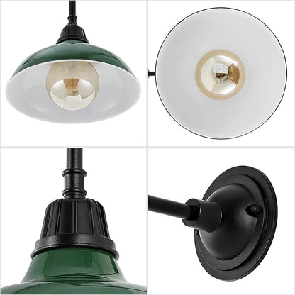 JONATHAN Y 12.25" Green/Black Farmhouse Industrial Outdoor Sconce, LED Gooseneck Wall Light for Porch, Metal Bowl Shade, Dimmable Vintage Exterior Fixture, LED Bulb Included (JYL7613F)
