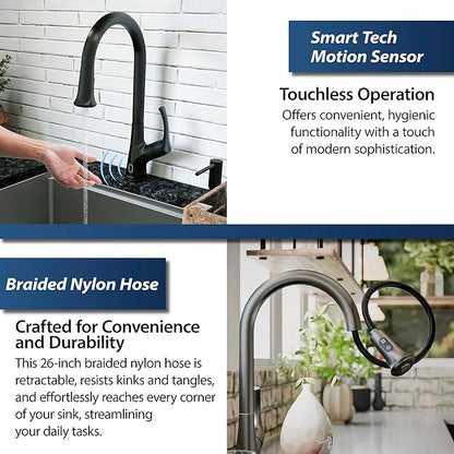 Karran Chantilly Touchless KKF375 Single Handle Pull Down Sprayer Kitchen Faucet in Matte Black