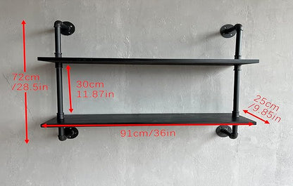 HDDFER Floating Bookshelf Shelves Industrial Pipe Shelving Pipe Shelf Rustic Black Wall Shelves 36 Inch Farmhouse for Wall Mounted