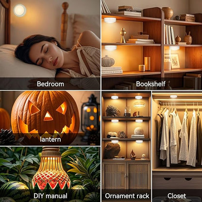 LED Puck Lights with Remote, 13-Color Under Cabinet Lighting Wireless, Battery Operated Stick-On Lights, Dimmable Push Light for Closet/Shelf/Wall (Black-3 Pack)
