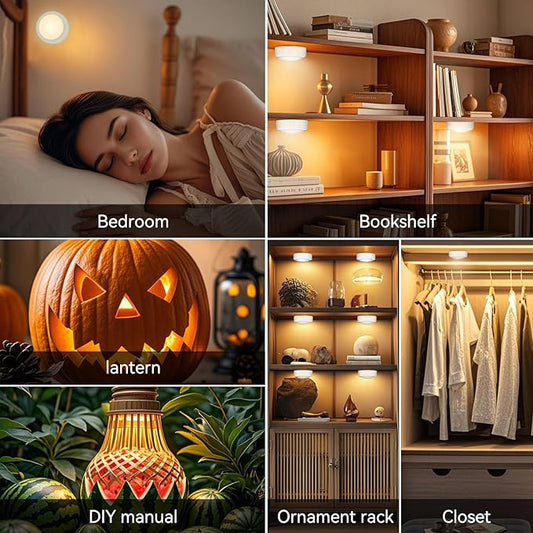 LED Puck Lights with Remote Control, Under Cabinet Lighting Stick on Tap/Push Lights, Battery Operated Closet Lights, Wireless Led Wall Light for Bedroom, Under Counter Light for Kitchen,3 Pack