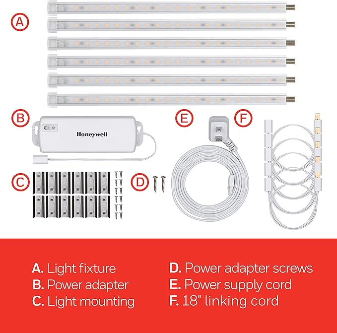 UltraPro 10in. Linkable LED Bright Strips, 6 Pack, 1650 Lumens, 2700K Warm White Light, Low Voltage, Under Cabinet Lighting, Strip Light, Flat Plug, Grow Lights for Indoor Plants, 44415