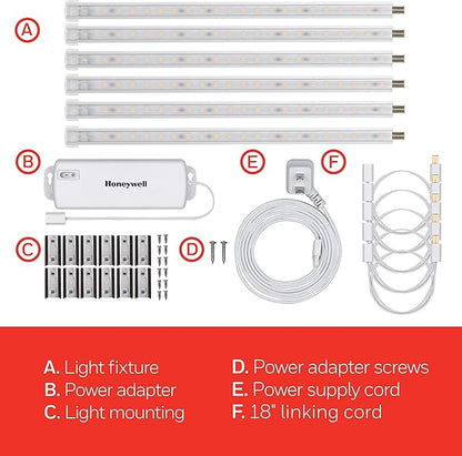 UltraPro 10in. Linkable LED Bright Strips, 6 Pack, 1650 Lumens, 2700K Warm White Light, Low Voltage, Under Cabinet Lighting, Strip Light, Flat Plug, Grow Lights for Indoor Plants, 44415