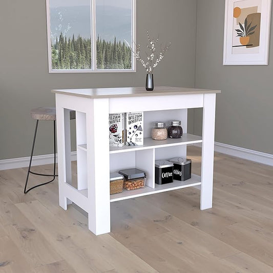 Modern Dining Table Kitchen Island Adjustable Sturdy Stable Shelves Expandable Counter Console Luxury Easy Clean Living Room Decor,White