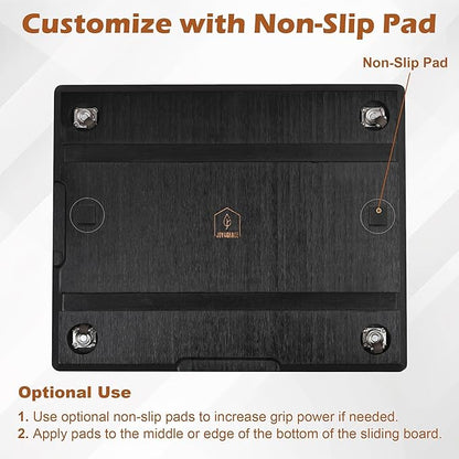 oy&Grace Appliance Slider for Kitchen Appliances 360° Rolling Sliding Tray for Coffee Maker Countertop, Bamboo Coffee Pot Slider Rolling Tray with Universal Rollers (Black, Medium 14.5" x 10")