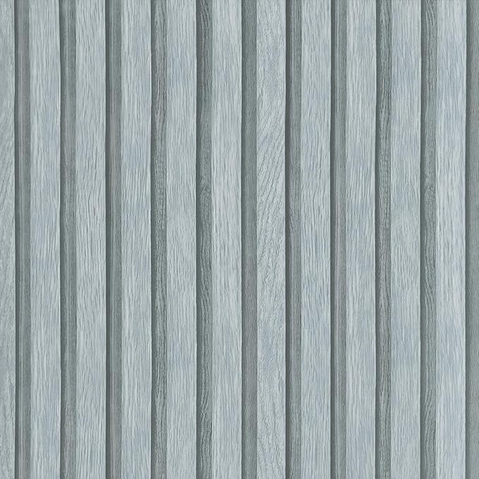 Yun-aeon Wood Slat Peel and Stick Wallpaper 17.3"x 120" Light Grey Wood Grating Stripe Contact Paper Removable Faux Wood Panels Wallpaper Self Adhesive Waterproof Vinyl Wall Paper for Bedroom Kitchen