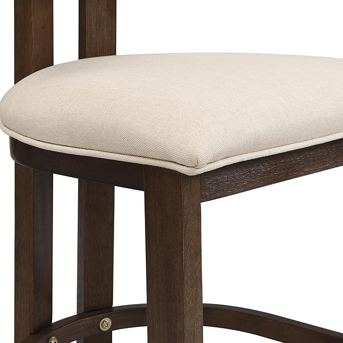 Christopher Knight Home Minso Bar Table and Chairs Set of 2, 3 Piece Bar Table Set with Upholstered Counter Stool, Rubberwood Counter Height Dining Set for 2, Walnut+Beige