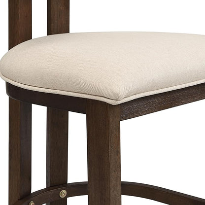 Christopher Knight Home Minso Bar Table and Chairs Set of 2, 3 Piece Bar Table Set with Upholstered Counter Stool, Rubberwood Counter Height Dining Set for 2, Walnut+Beige