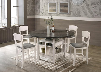 Set of 2 Creamy White Counter Height Dining Chairs with Upholstered Seats and Curve Back for Kitchen Island