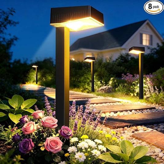 ELECLINK Solar Pathway Lights Outdoor, 8 Pack Garden Lights Solar Powered Path Lights with Bigger LED Lens, 2 Light Modes Waterproof Outdoor Solar Light for Yard Driveway Walkway Landscape Patio Lawn