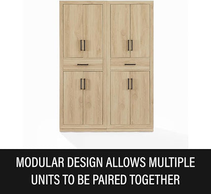 Crosley Furniture Isla 2-Piece Modern Kitchen Storage Pantry Cabinet Set with Shelves, Dining, Laundry Room, Ash