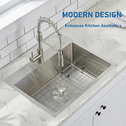 24 Inch Kitchen Sink Drop In, 24x18 Inch Topmount Stainless Steel Bar Sinks, Single Bowl RV Laundry Utility Outdoor Wet Prep Small Sink with Drain