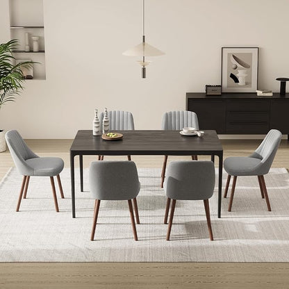 MALOL Upholstered Dining Chairs Set of 6, Modern Fabric Kitchen Chairs with Back, Wood Legs for Kitchen Dining Room Restaurant, Grey