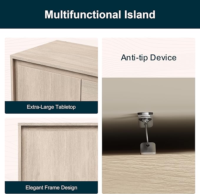 RoyalCraft Buffet Cabinet with Storage, Coffee Bar Cabinet with 3 Drawers and 2 Doors, Framed Edge Design, Modern Sideboard for Kitchen, Living Room and Dining Room, Beige