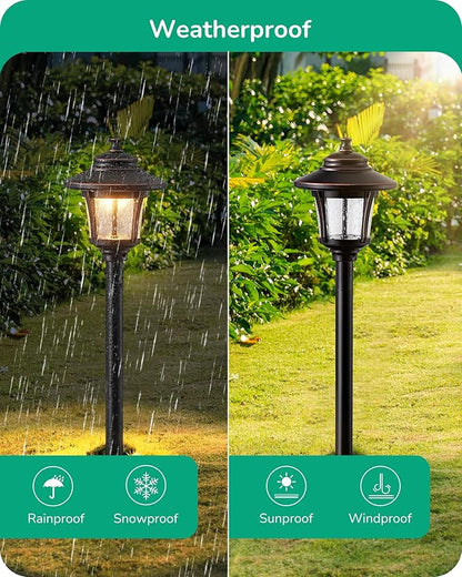 EDISHINE Low Voltage Landscape Lights, 12V 3W 120LM 3000K Seed Glass Outdoor Landscape Path Lights with Connectors, ORB Waterproof Electric LED Pathway Light Wired for Walkway Garden Yard, 6 Pack