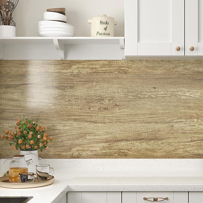 WESTICK 24" x 120" Wood Grain Contact Paper for Countertops Self Adhesive Wooden Wallpaper Peel and Stick Waterproof Wood Contact Paper Removable Wooden Look Wallpaper for Cabinets Tables Desk Vinyl