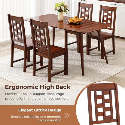 NAFORT Set of 4 Dining Chairs, High Lattice Back Solid Wood Chair, Mid-Century Modern 4 Kitchen Chairs with Max Load 400 Lbs for Kitchen Table, Dining Room, Cafe, Restaurant