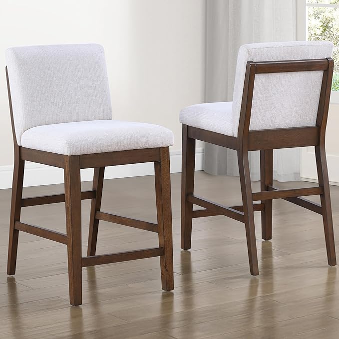 Steve Silver Furniture Canton Upholstered Counter Chairs, Set of 2, Upholstered 24-Inch Set Height Stools, Dining Room/Kitchen, Kitchen Island, 300lb Capacity, 22.25" L x 19" W x 38" H, Brown