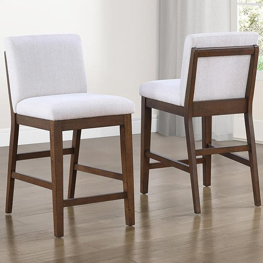 Steve Silver Furniture Canton Upholstered Counter Chairs, Set of 2, Upholstered 24-Inch Set Height Stools, Dining Room/Kitchen, Kitchen Island, 300lb Capacity, 22.25" L x 19" W x 38" H, Brown