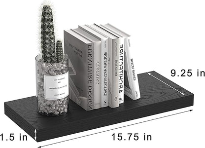 GREENDEW Floating Shelves Invisible Wall Mounted Set of 2, Retro Hanging Wall Decor Shelf 16 x 9 for Living Room, Bedroom, Bathroom, Kitchen (Black)