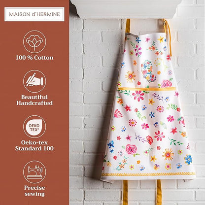 Maison d' Hermine 100% Cotton Apron for women with Pocket Kitchen Chef Apron for Men Cooking Mothers Day Gifts