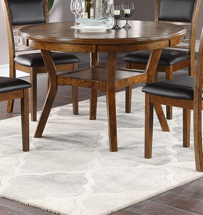 47" Classic Round Dining Table with Open Shelf, Kitchen Table with Robust Flared Legs, Elegant Restaurant Table with Sturdy Rubber Wood Construction for Living Room Kitchen Island Restaurant, Walnut