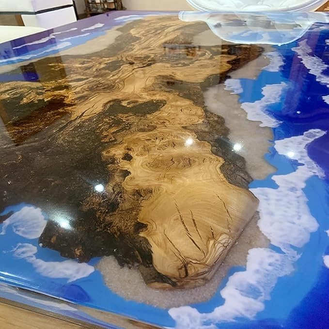 RESINHOMEFURNITURE Premium Blue Island Ocean Look Resin Dining Table Epoxy Table Console Table Side Table Living Room Table Coffee Table Center Table Study Table Patio Table Home Décor