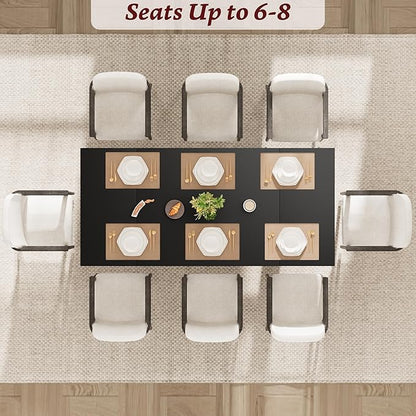 GAOMON 71.1 Inch Dining Table for 6-8 People, Farmhouse Rectangle Kitchen Table, Large Wooden Dinner Table with Thicken Tabletop and Sturdy Legs, Kitchen and Dining Room Furniture, Black