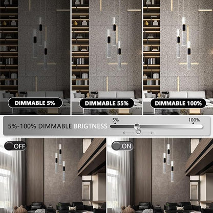 3-Light Pendant Light Kitchen Island, Dimmable Modern Pendant Light Kitchen Island Light Fixture with Remote Controller Luxury Led Chandelier for Dinning Room 3000K-6500K
